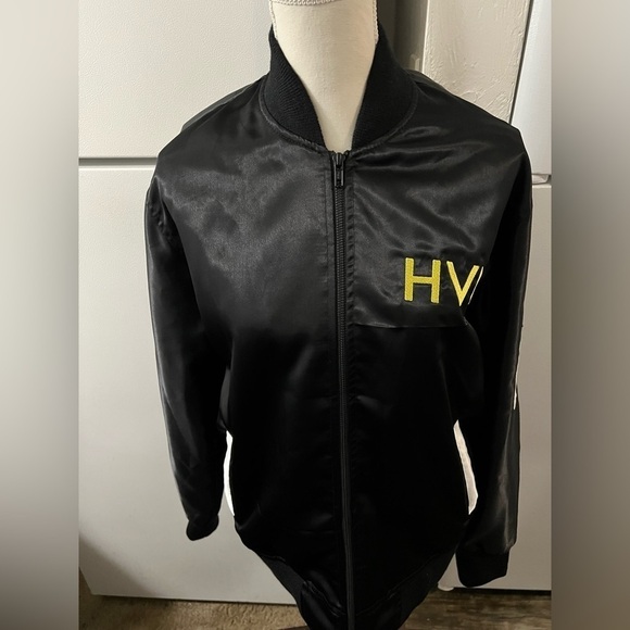 Clothoo Jackets & Blazers - Custom Letterman Varsity Jacket Size Medium for any occasion-Black Satin